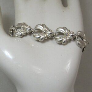 Sterling Silver "Lang" Flower Link Bracelet 7 Inches